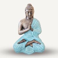 Med Large Turquoise & Gold Praying Buddha Statue - 1.2m Tall