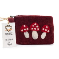 Natural Felt Zipper Pouches - Wild Mushrooms