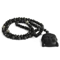 Buddha / Black Stone - Gemstone Necklace