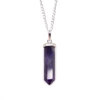 Amethyst point pendant - silver plated