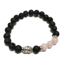 Lava stone bracelet with rose quartz