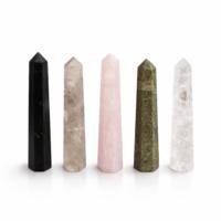 Gemstone Six Face Obelisk Point approx 11cm - Rose Quartz