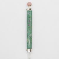 Verdant Heart Wand - Ruby Fuchsite Rose Quartz Crystal Ball top - 23cm