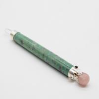 Verdant Heart Wand - Ruby Fuchsite Rose Quartz Crystal Ball top - 23cm