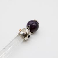 Celestial Prism Wand - Amethyst Moving Crystal Sphere Quartz Stem - 12cm
