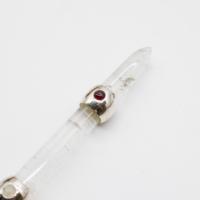 Celestial Prism Wand - Amethyst Moving Crystal Sphere Quartz Stem - 12cm