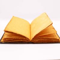 Heafty Brown Tan Book - Zinc Triple Moon Decor - 200 Deckle Edges Pages - 26x18cm