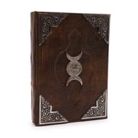 Heafty Brown Tan Book - Zinc Triple Moon Decor - 200 Deckle Edges Pages - 26x18cm