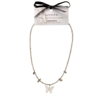 Nymph Labradorite Gemstone Necklace with Real Leaf Butterfly Pendant