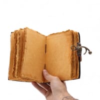Fat Deckled Leather Notebook – The Book of Untold Stories – 15x10 cm