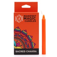 Twelve small orange candles