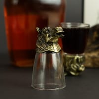 Gift Set of 12 Bottom Up Shot Glasses (25ml) - Forest & Mystical Creatures - Antique Bronze