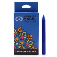 Twelve small indigo candles