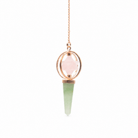 Heart Compass- Two Piece Spinning Merkaba Star in Copper Pendulum - Rose Quartz & Green Aventurine