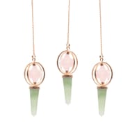 Heart Compass- Two Piece Spinning Merkaba Star in Copper Pendulum - Rose Quartz & Green Aventurine