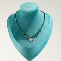 Nymph Malachite Gemstone Necklace with Real Leaf Butterfly Pendant