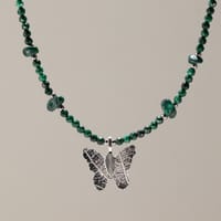 Malachite necklace - real leaf butterfly