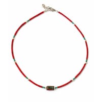 Nepalese Extra Fine Gem Necklace - Coral Tribal Bead